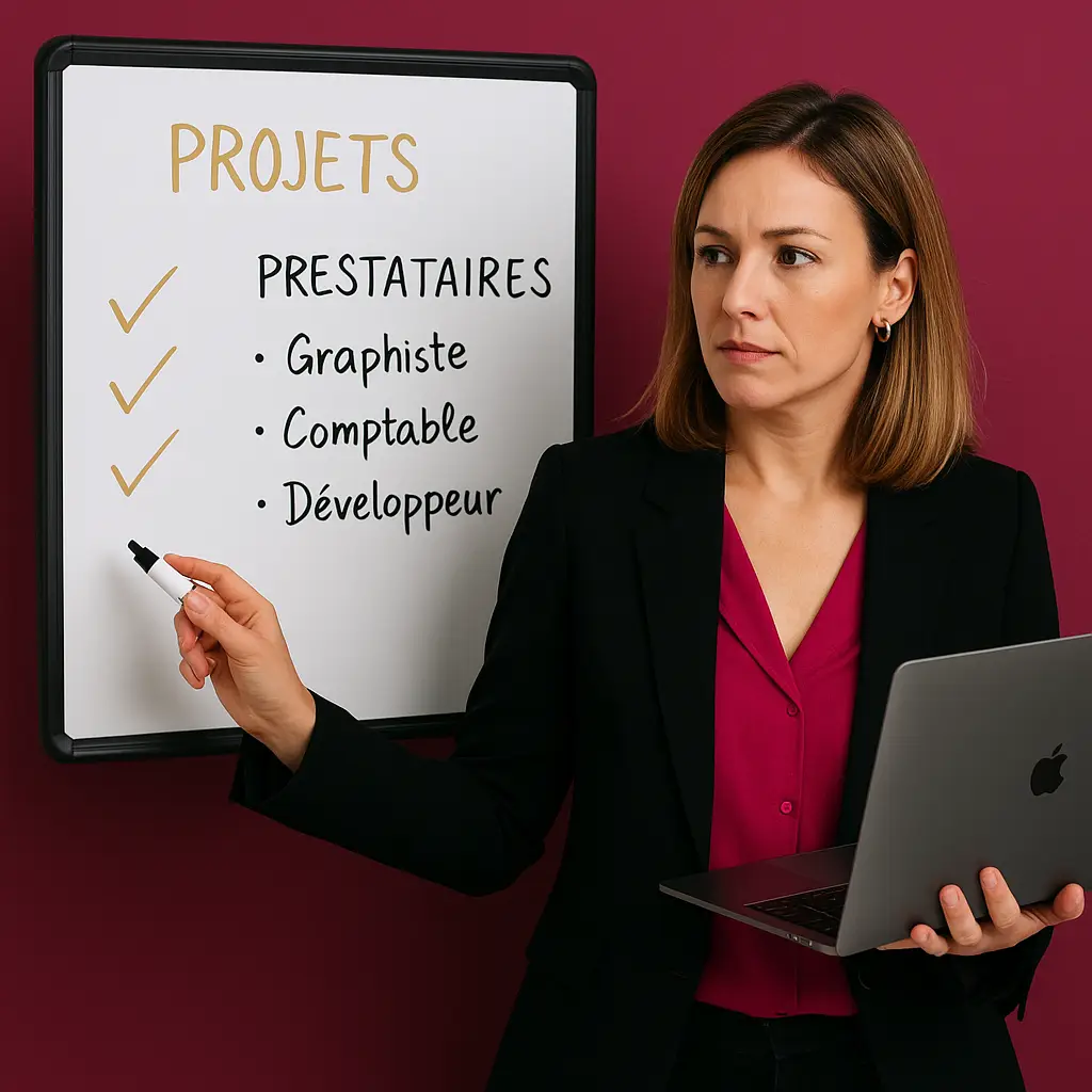 Femme entrepreneure concentrée devant son ordinateur, incarnant la réalité des solopreneures qui managent une équipe sans s’en rendre compte.